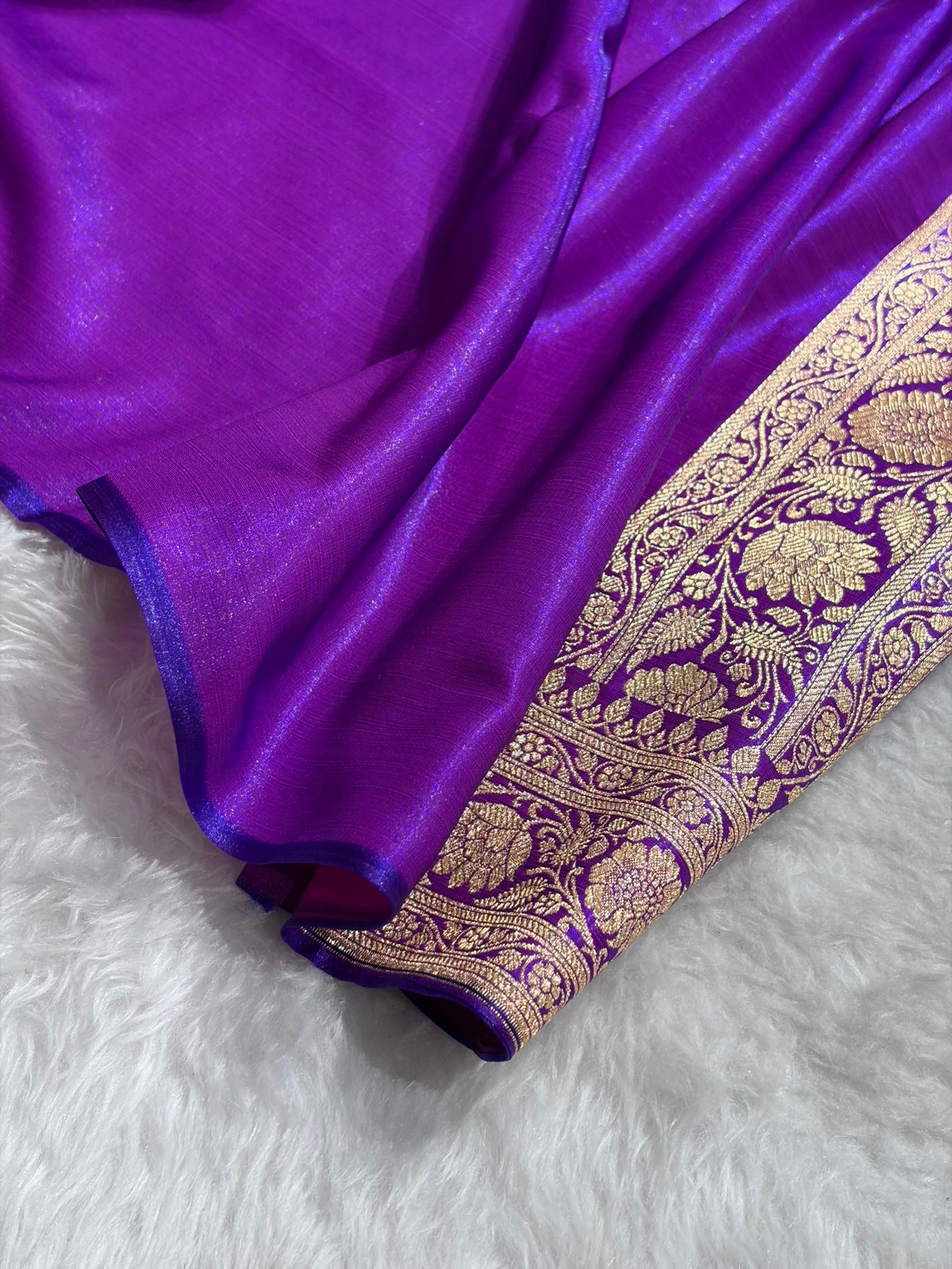 Satin Silk Banarasi Jaal  In Purple Shades