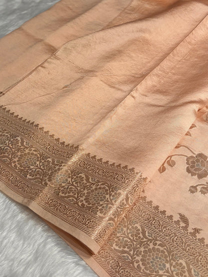 Peach Shade Minakari Pure Caramel Silk Saree