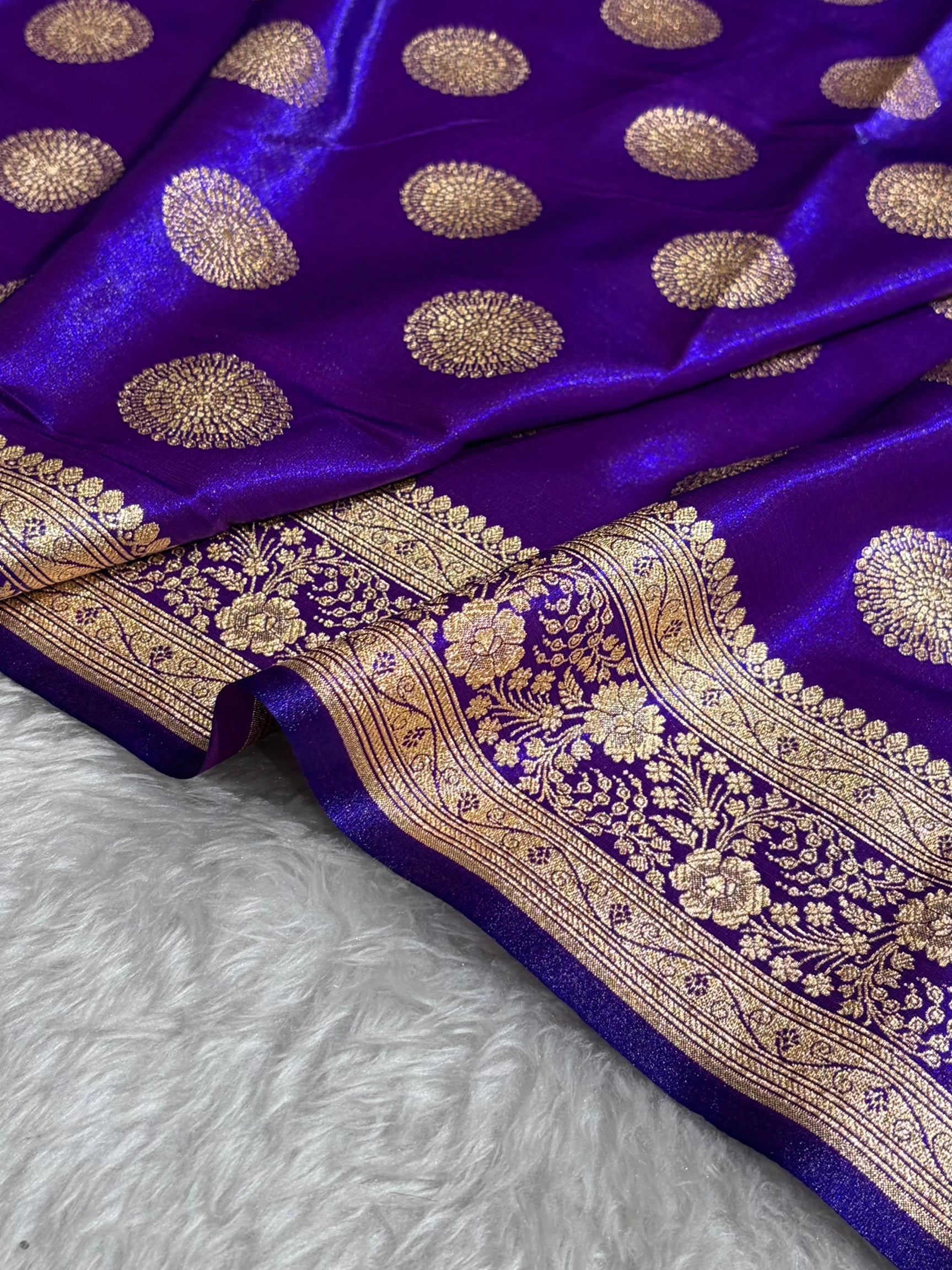 Purple Shades Banarasi Satin Silk Saree