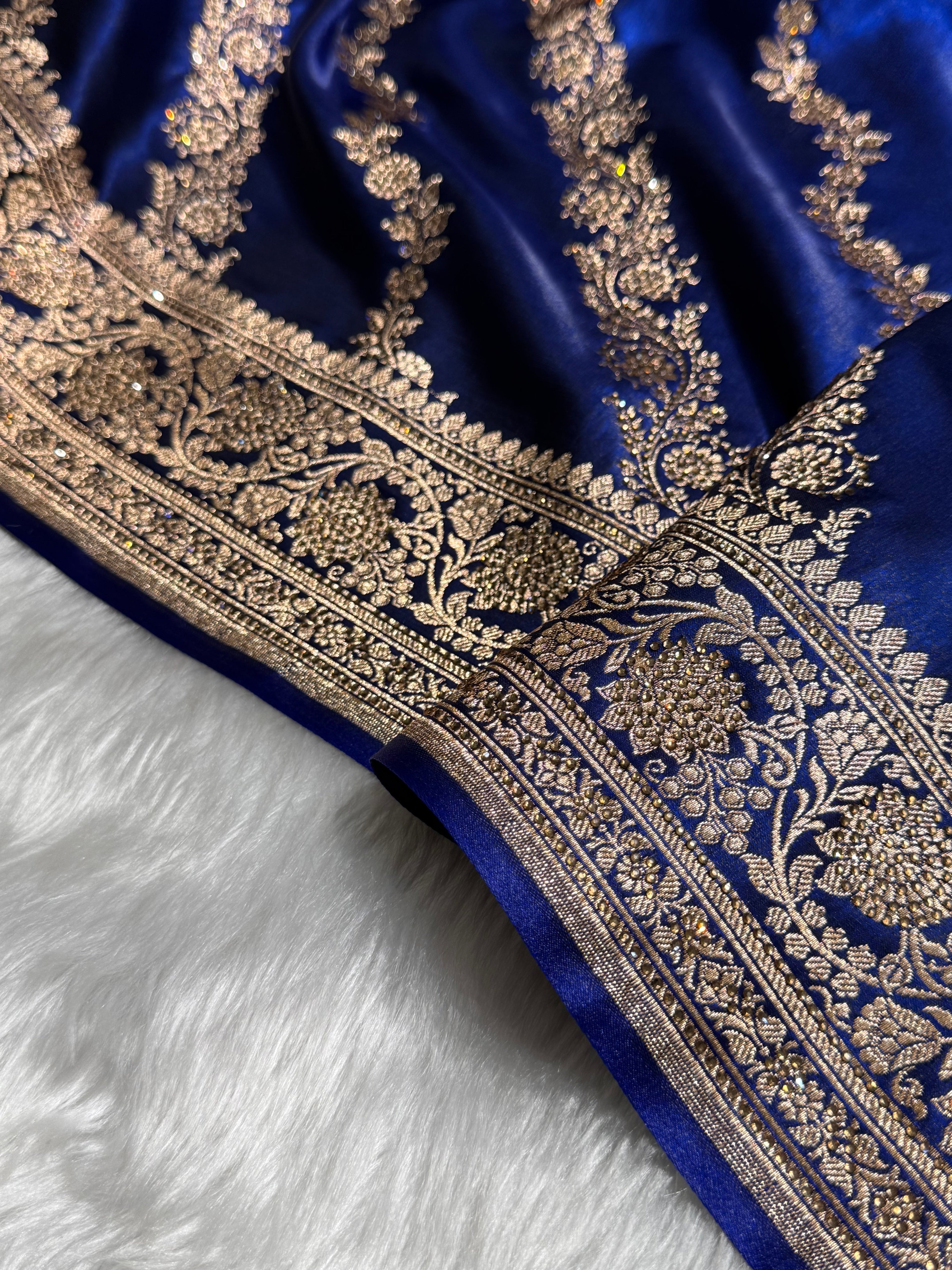 Bridal Royal Blue Cross with Swarovski Stone Work