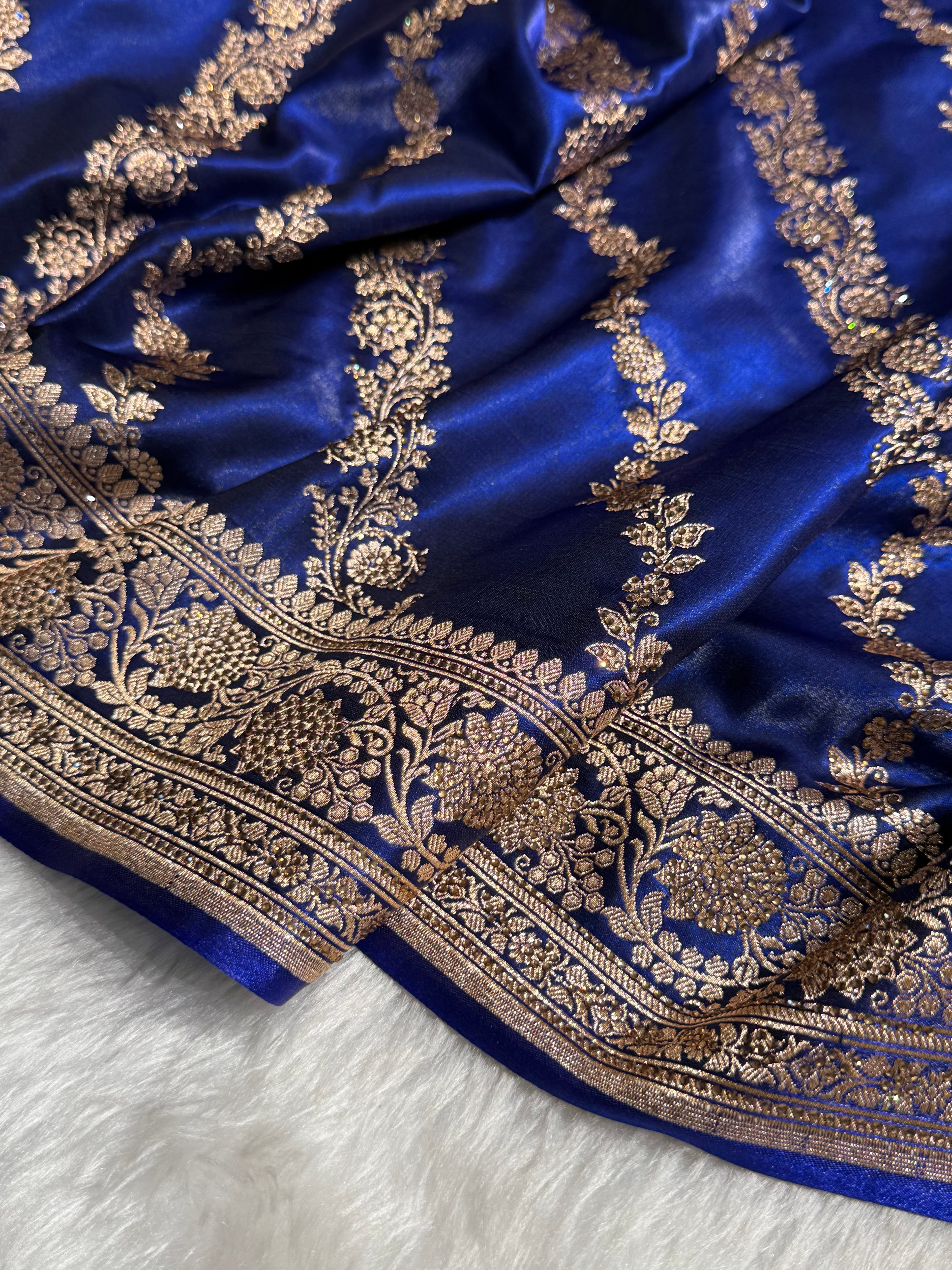 Bridal Royal Blue Cross with Swarovski Stone Work