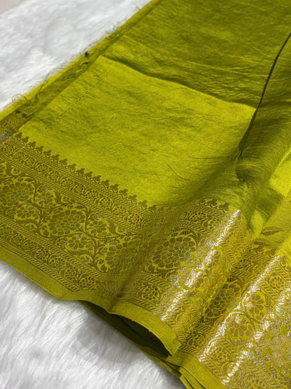 Mehendi Shade Minakari Pure Caramel Silk Saree