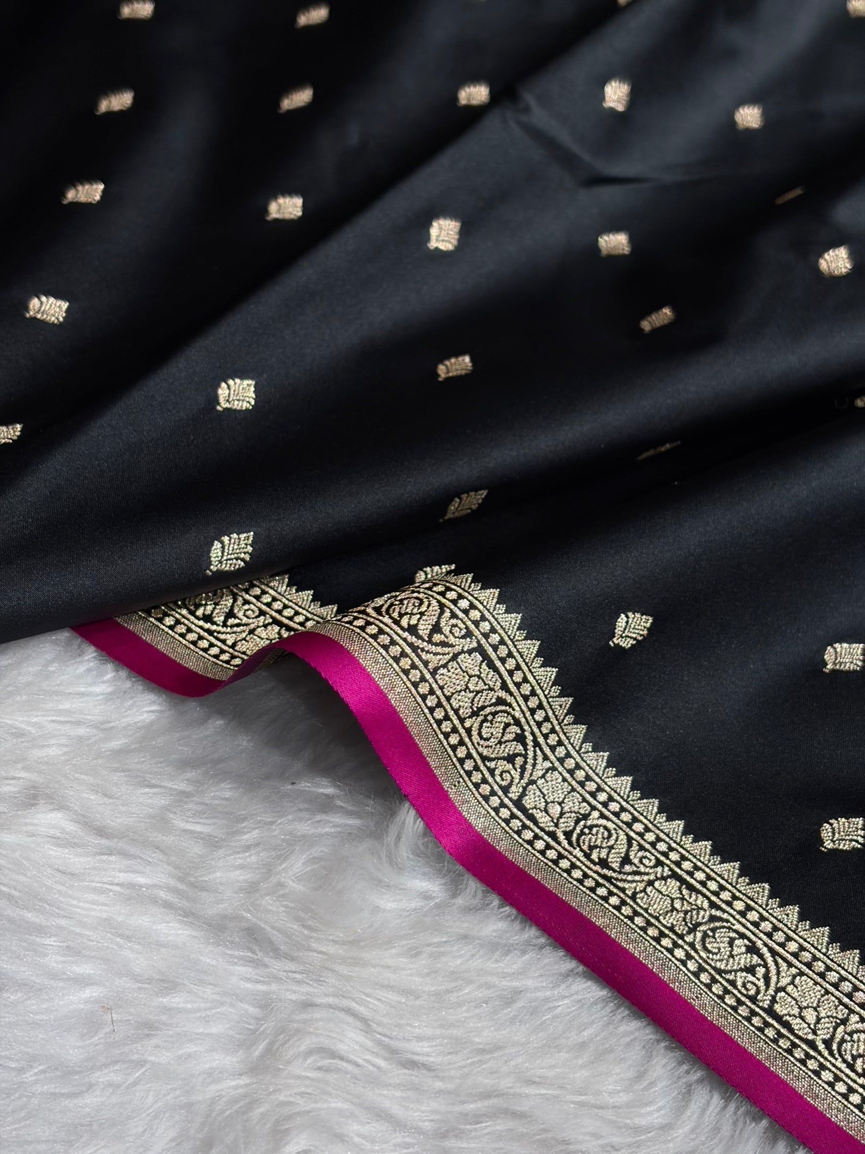 Premium Banarasi Satin Katan Saree in Black Shades