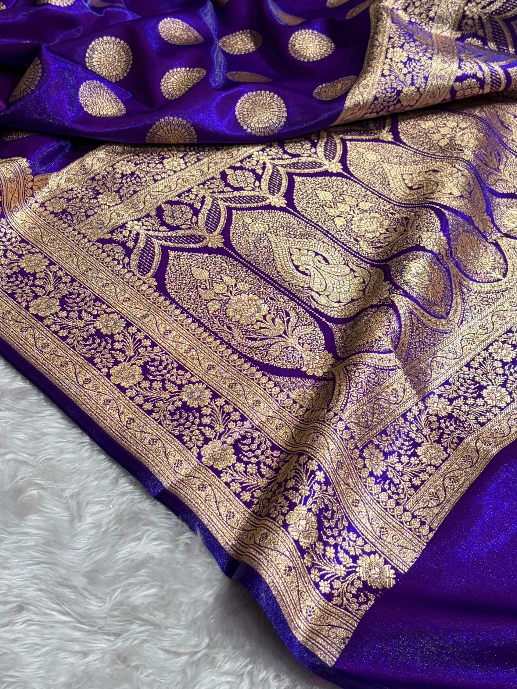 Purple Shades Banarasi Satin Silk Saree