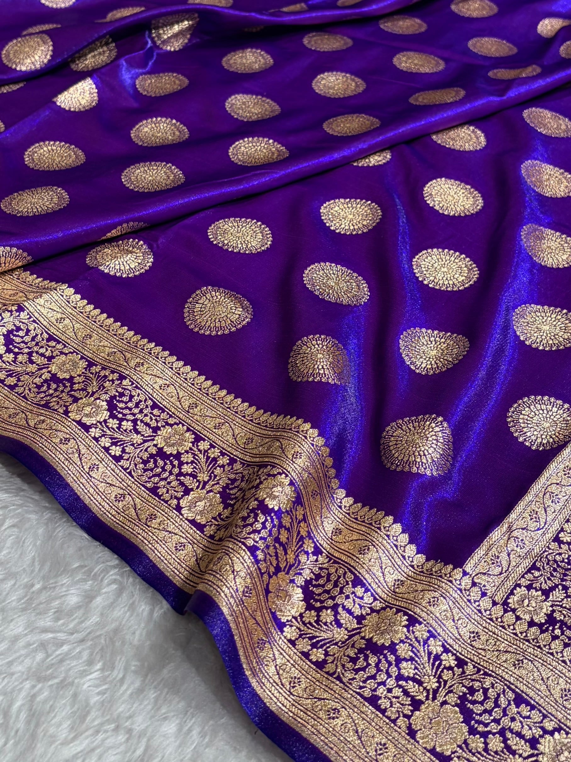Purple Shades Banarasi Satin Silk Saree