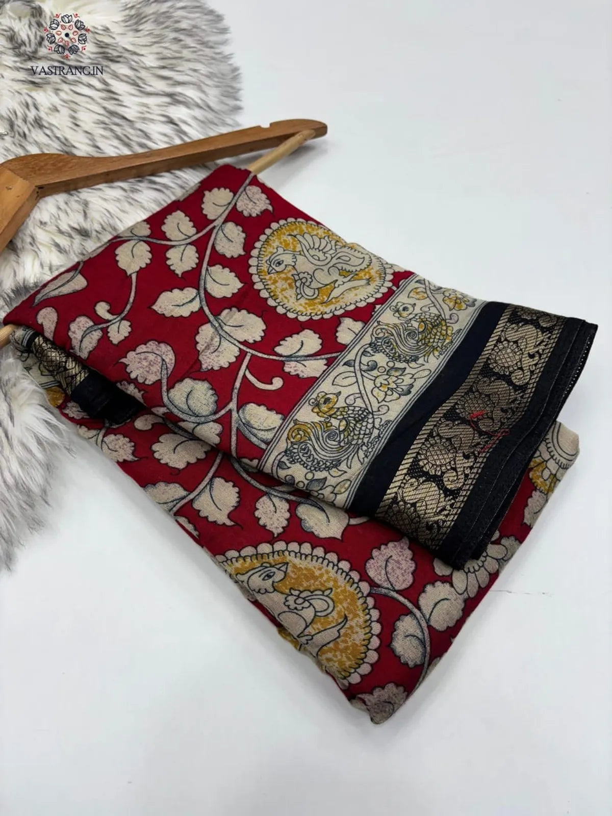 RED Mangalkari Viscouse Silk Print n Weaving Work