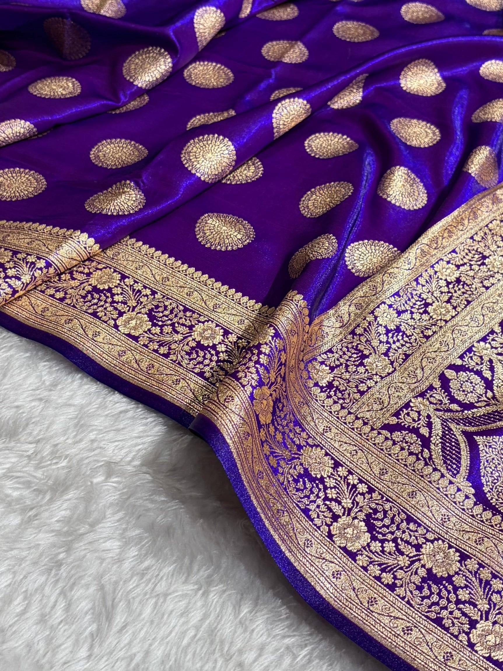 Purple Shades Banarasi Satin Silk Saree
