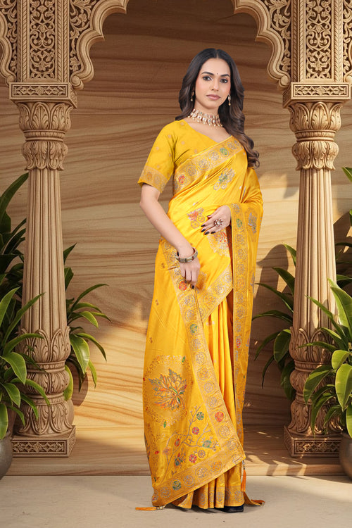 Rani Varnika Navy Blue Banarasi Satin Silk Saree with Diamond Work ...
