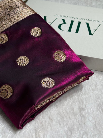 Banarasi  Wine Chand Tara Boota  With Swarovski  Work